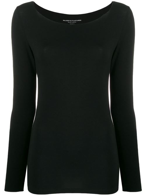 T-shirt donna manica lunga nera MAJESTIC FILATURES | M001FTS005002